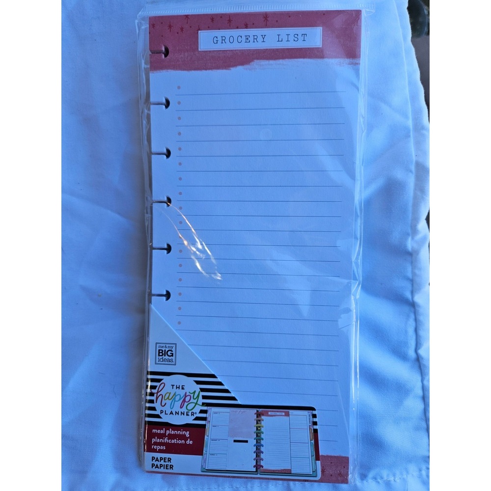 The Happy Planner - Meal Planning Grocery List Classic 60 Sheets (4.125 x 9.25)